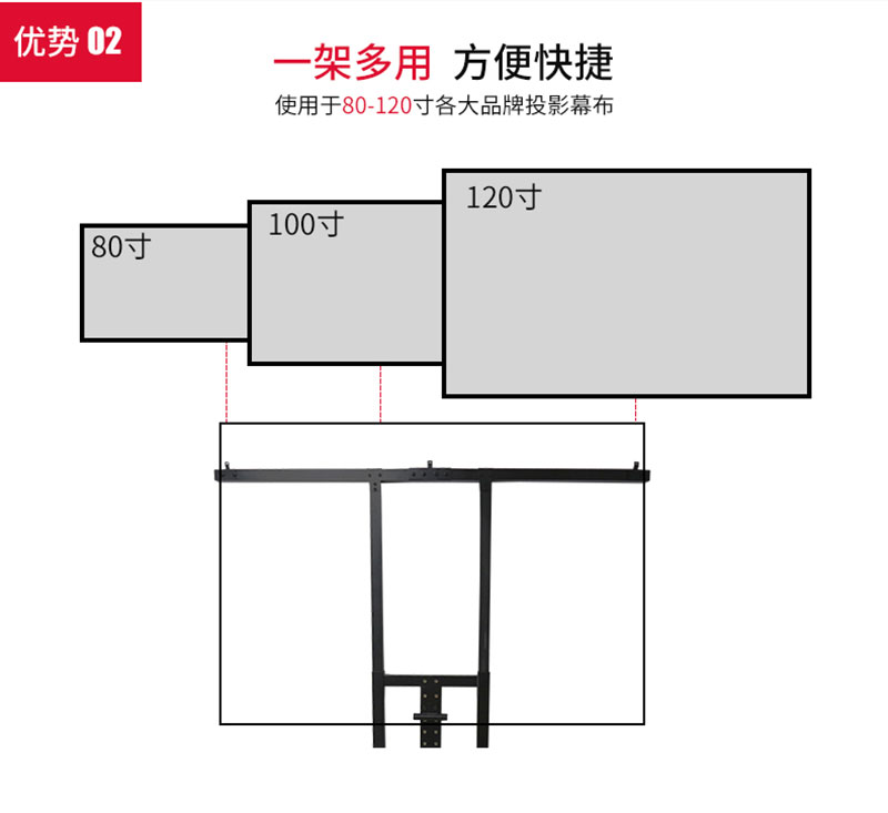 激光電視支架可安裝80至120英寸幕布